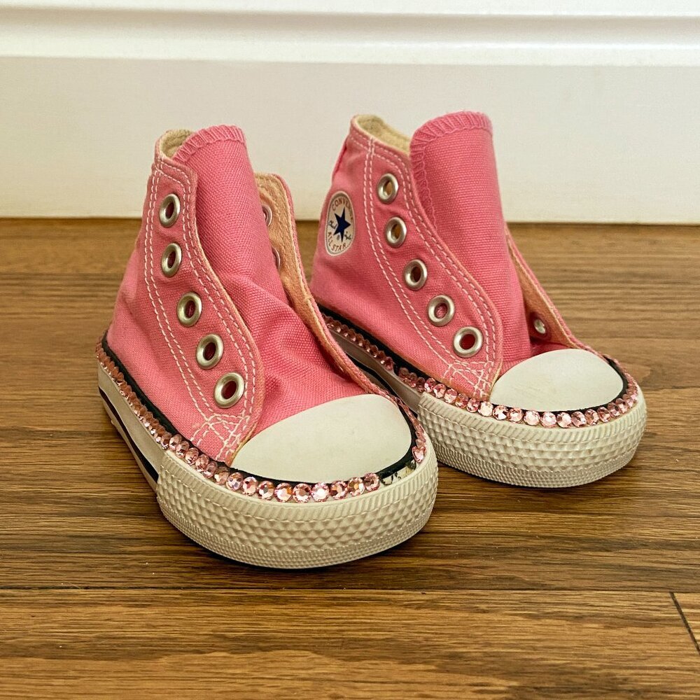 CONVERSE | Baby Girl Pink Rhinestone High Tops